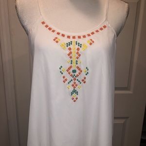 Ivory Layered CamisoleTop Orange/Yellow Embroidery